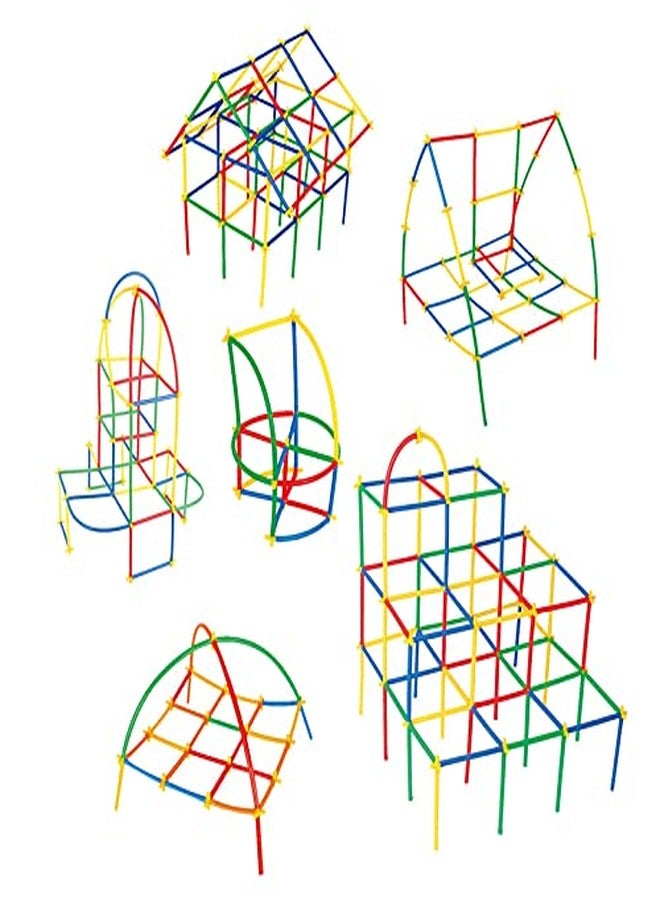 PULSBERY Straw Building Block - Assembly Colorful Straw Educational Blocks Game in Different Shapes, Educational Toys for 3-8 Years Old Kids (Random Color, 90+ Piece) - Image 2